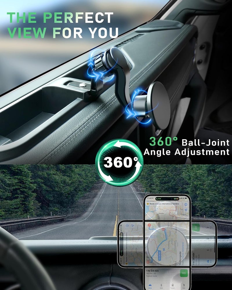 ZKJAYOE Magnetic Phone Mount for Jeep 2018-2023 Wrangler JL JLU & Gladiator JT - Dashboard Phone Holder with Magsafe for Jeep Wrangler & Gladiator 2/4 Accessories (Not for 4XE) - Image 5